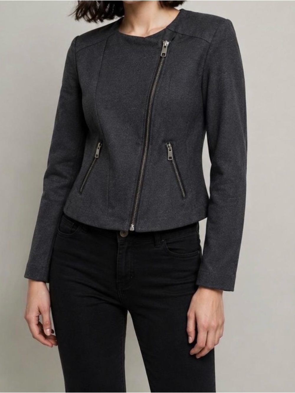 grunge zipper structured biker jacket size small